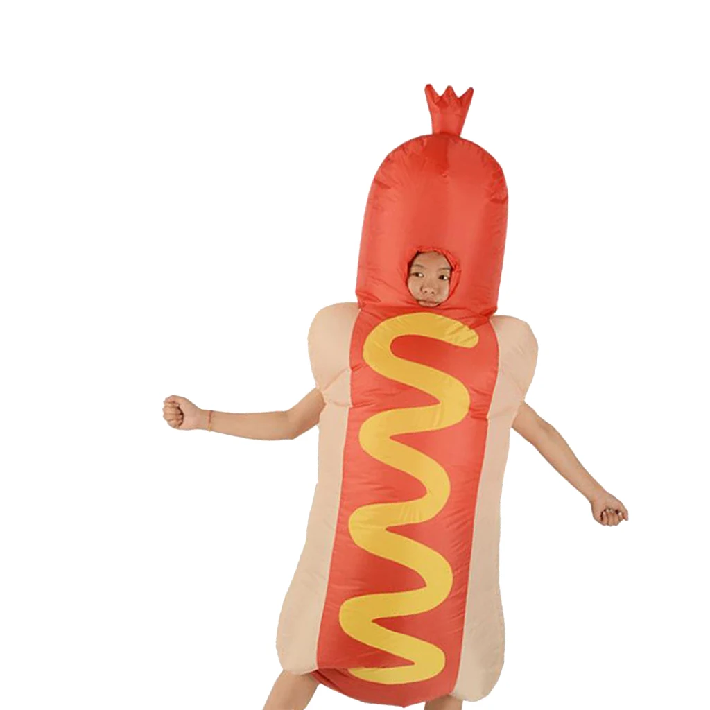 Funny Inflatable Costume Hot Dog Fancy Dress Adult Halloween Cosplay Outfits