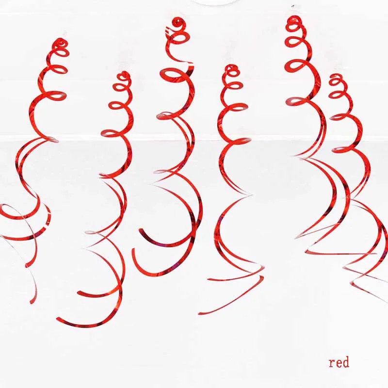 Red 6 шт. с днем рождения DIY декоративные металлические потолочные Висячие вихри для детского душа Свадебные Хэллоуин День рождения украшения - Цвет: Red