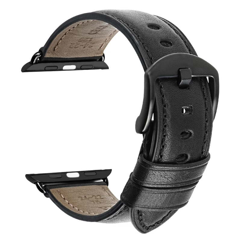 MAIKES для Apple Watch Band 44 мм 40 мм и ремешок для часов аpple 42 мм 38 мм натуральная кожа часы аксессуары iwatch ремешки для часов браслеты - Цвет ремешка: Black B