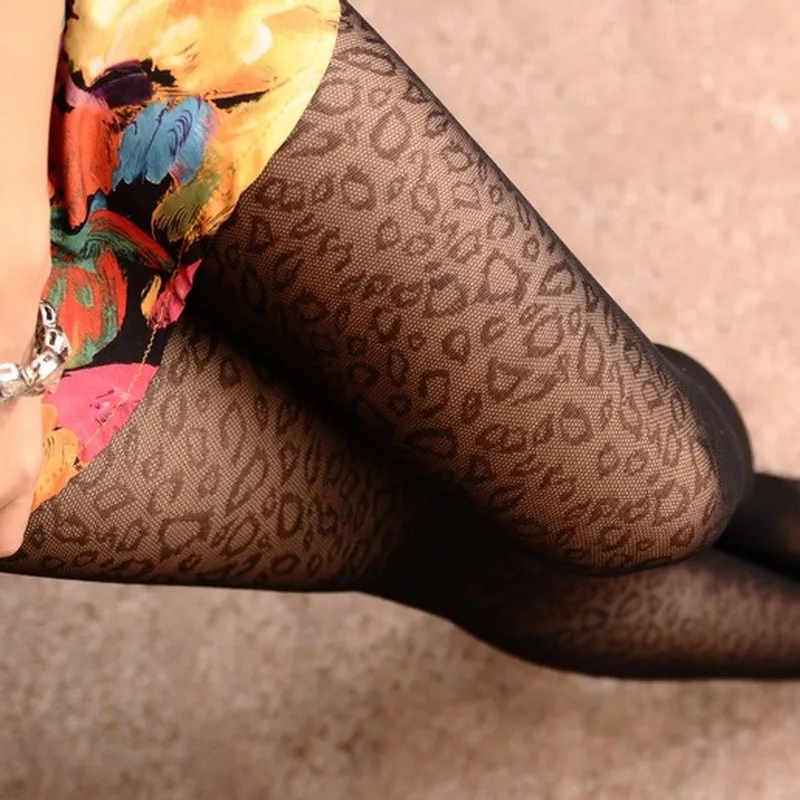 Женские Жаккардовые леопардовые колготки черные модные сексуальные женские