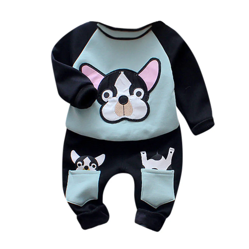 Одежда для новорожденных девочек и мальчиков; комплект из 2 предметов; теплая плотная толстовка с рисунком; топы и штаны; roupa menino; зимняя одежда для малышей