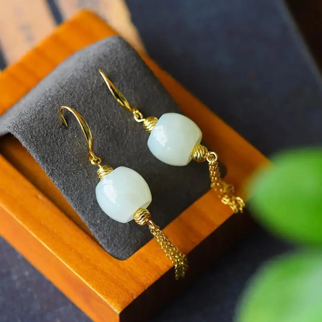 Антикварные серьги в китайском стиле из стерлингового серебра пробы длинные с