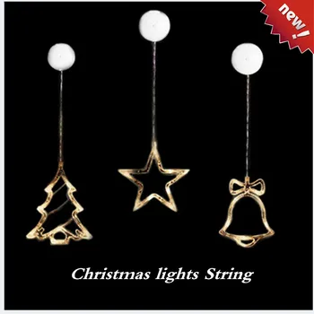 

1Set LED Christmas lights String Decorative DIY New Year's Day Holiday Light Deer / Bell / Stars / Tree Window Sucker Glass