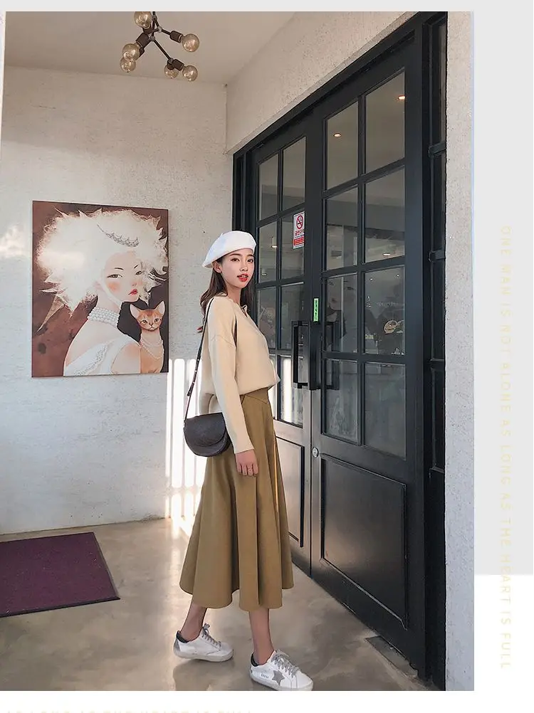 NYFS New Autumn High waist Skirts Fashion Mid-length Umbrella skirt Women Slim Office Skirt Faldas Mujer Saias