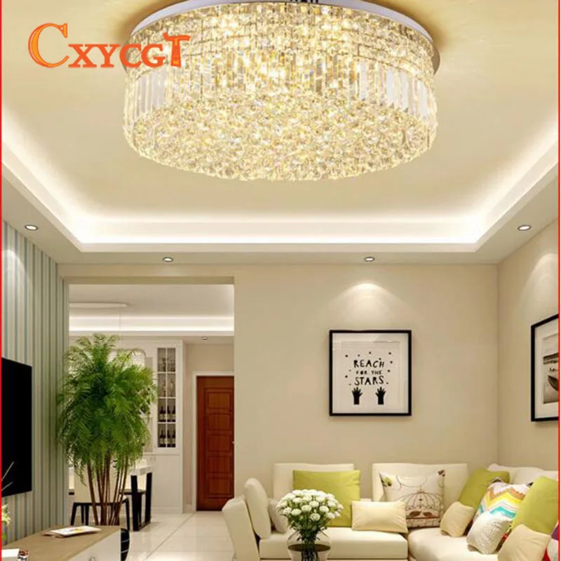 Роскошный круглый современный светодиодный потолочный светильник из нержавеющей стали для гостиной, спальни