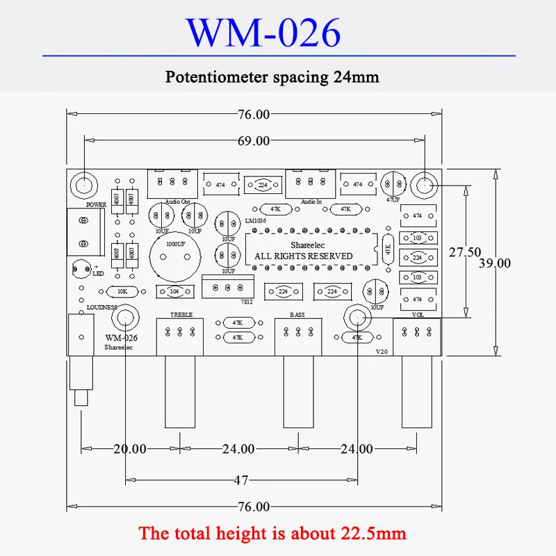 CIRMECH LM1036 OP-AMP HIFI 증폭기 프리 앰프 볼륨 톤 EQ 제어 보드 DIY 키트 및 완제품
