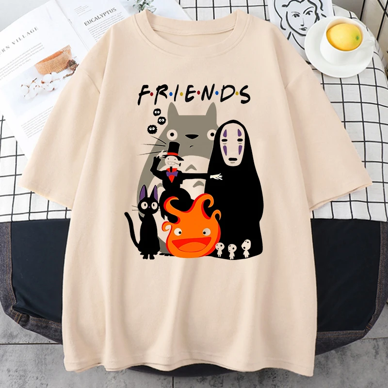 Totoro Studio Ghibli Harajuku Kawaii T Shirt Women Ullzang Miyazaki Hayao Tshirt Funny Cartoon T-shirt Cute Anime Top Tee Female vintage graphic tees