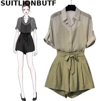 

Perfect Quality Elegant Ladies 4xl Plus Size Cotton And Linen 3 Piece Set Women Soft Tanks Solid Tops Sashes Wide Leg Short Sets