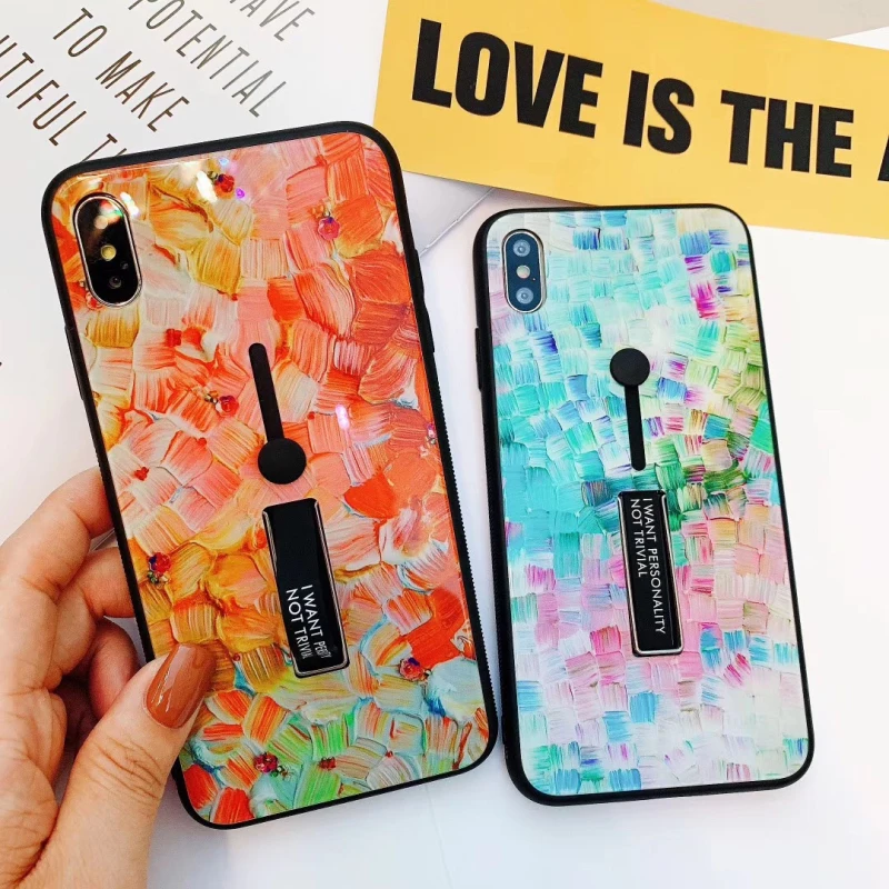 Case for IPhone 7 X XR 8 6S XS 6 Luxury Bright Magic Colours Loop Ring Iphone 6s Plus Glass Mirror |