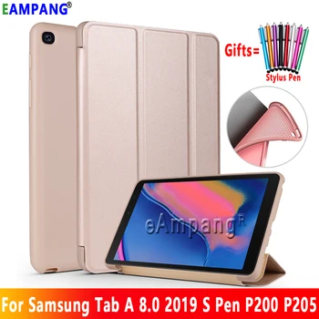 

Magnetic Leather Case for Samsung Galaxy Tab A 8.0 2019 S Pen Version Case Soft Back Silicon Stand Cover P200 P205 Funda Coque