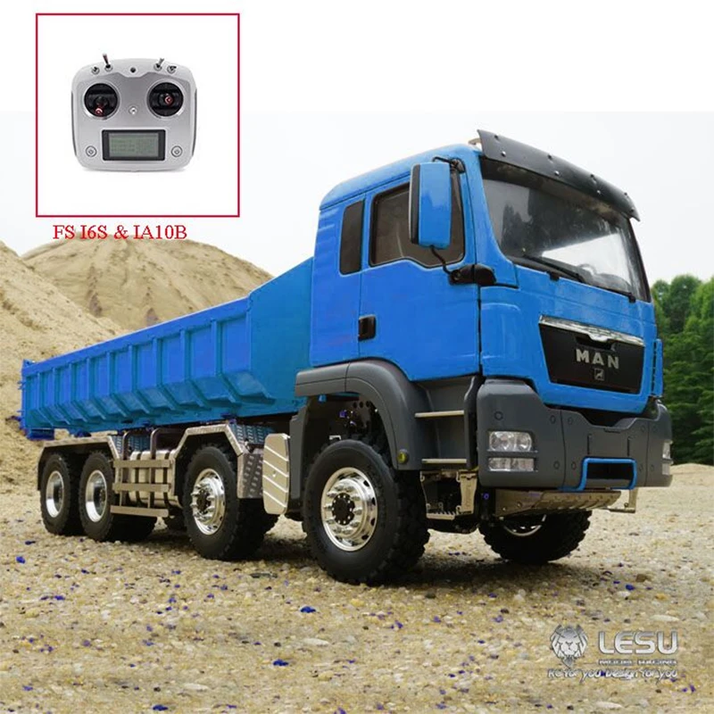 1/14 LESU MAN TGS 8*8 RC самосвал гидравлический подъемный рулон вкл/выкл окрашенный синий