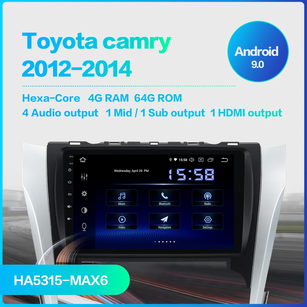Cheap 2 Din Autoradio Car Android 9.0 for Toyota Camry GPS 2012 2013 2014 Car Stereo Multimedia Navigation 9" Display HDMI 1