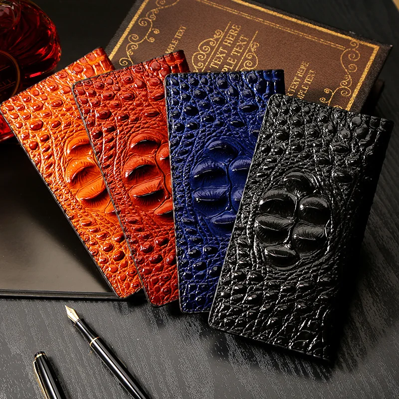 

Crocodile Pattern Wallet Men's Embossed Long Card Bit More Genuine Leather Wallet Thin Two-fold Wallet Split Cowhide