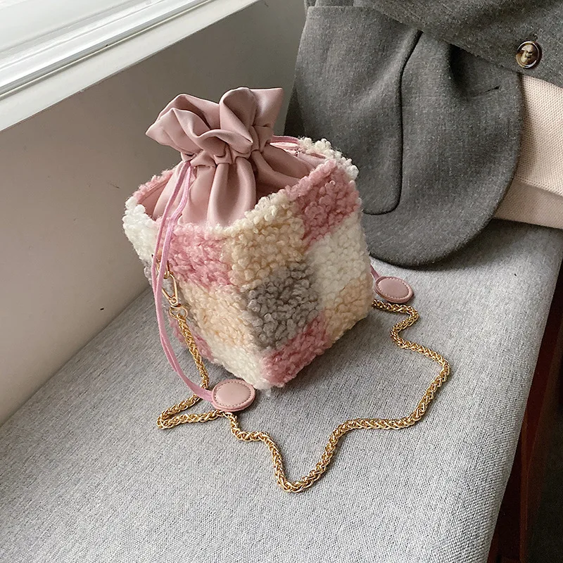 

Autumn And Winter Lambs Wool Bag Women's 2019 New Style Fashion Korean-style Versatile Shoulder Bag GIRL'S Fashion Chain Bucket