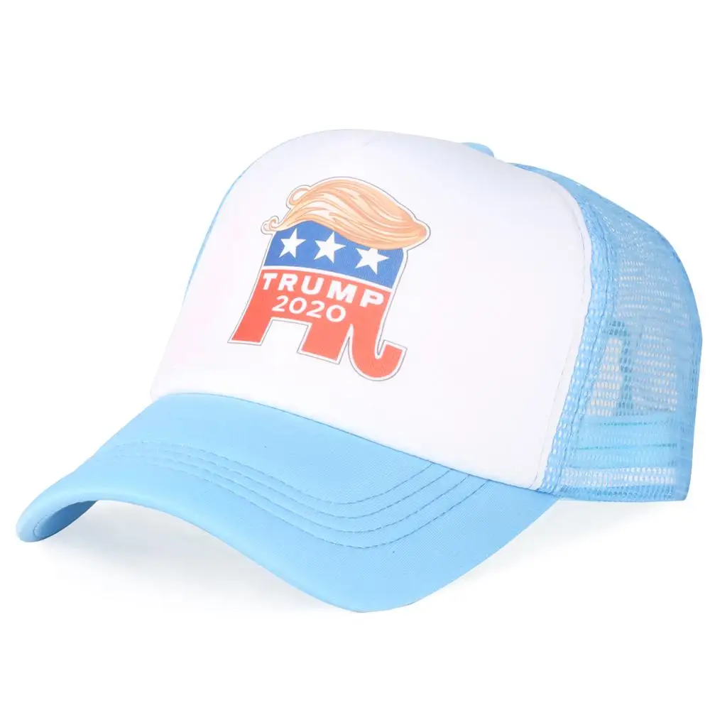 

Men Trucker Hat America Trump 2020 Cotton Print Baseball Cap Light Blue Spring Summer Keep America Great Snapback Camo Dad Hats