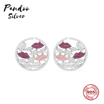 

Fashion Charm Sterling Silver Original 1:1 Copy,Silver Circular Arc Lips Earrings With Pearl Jewelry Gift Suitable For Female