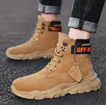 

Autumn winter riding boots men's high help tooling shoes to help men's boots British wind desert boots zapatos de hombre boots