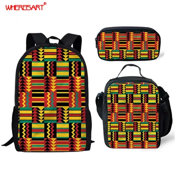 

WHEREISART African Traditional School Bags for Teenage Girls African Vintage Student Book Bags Kids School Backpacks Sets Mochil