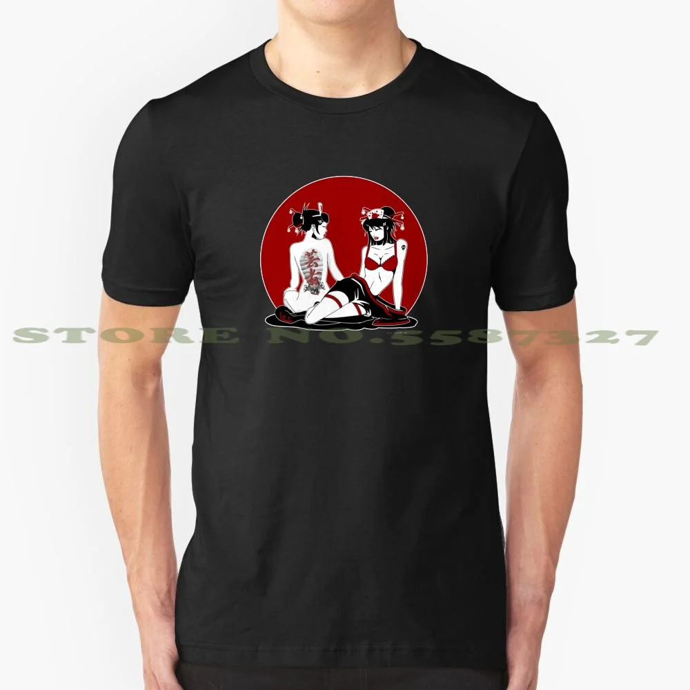 Geisha Pinup Six летняя забавная футболка для мужчин и женщин манга Pin Up Аниме
