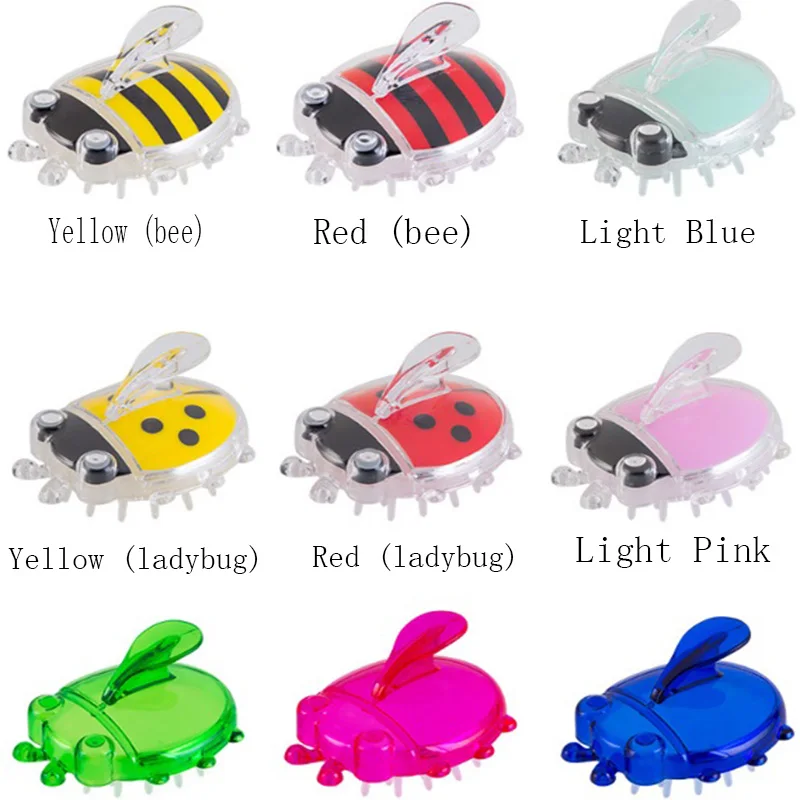 Shampoo massage brush cartoon animal child shampoo comb silicone health scalp mind massage brush baby shampoo for kids to mam - Цвет: Red (small bee)