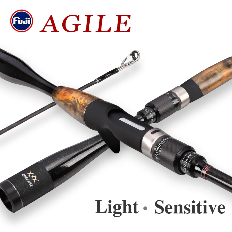 TSURINOYA Ultralight Carbon Spinning Casting Fishing Rod AGILE 1.96m/2.01m L/ML FUJI Guide Reel Seat Sensitivity Carbon Handle