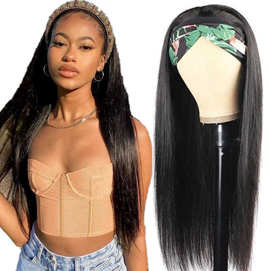 Deepin Headband Wigs Peruvian Human Hair Non-Remy Hair Full Machine Made 150 Density For Black Women Natural Color Style