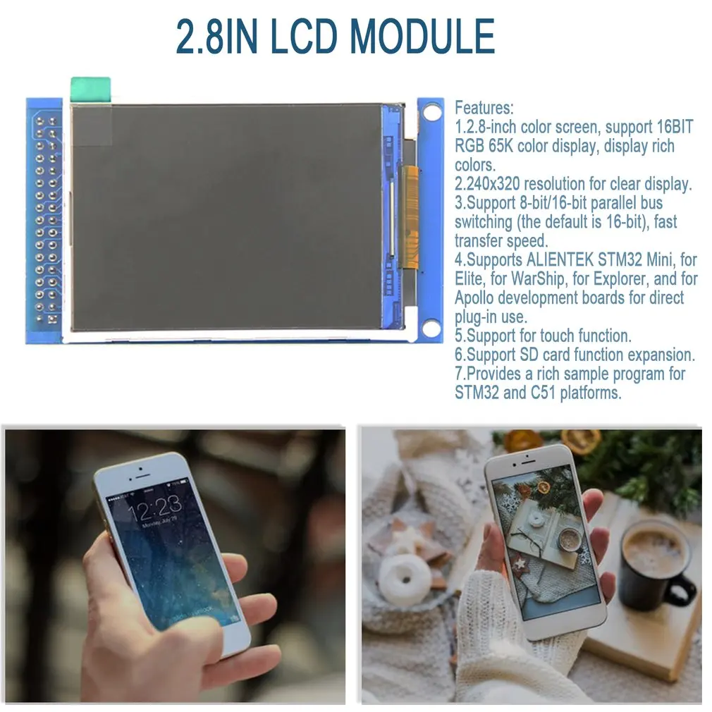 2.8inch TFT LCD Parallel-Port LCD Resolution 320*240 2.8inch LCD Display Module LCD Board with Touch 3.3V/5V Driver IC ILI9341