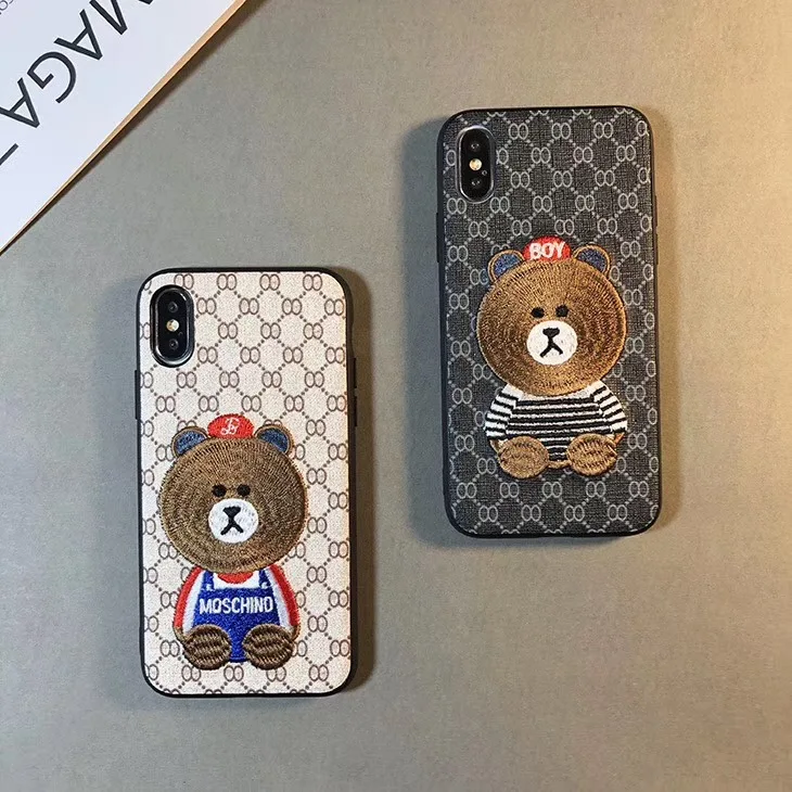 

Fashionable For iphone X XS MAX XR case style Embroidery little bear Phone Case For iphone 6 6s 7 8 plus Cover