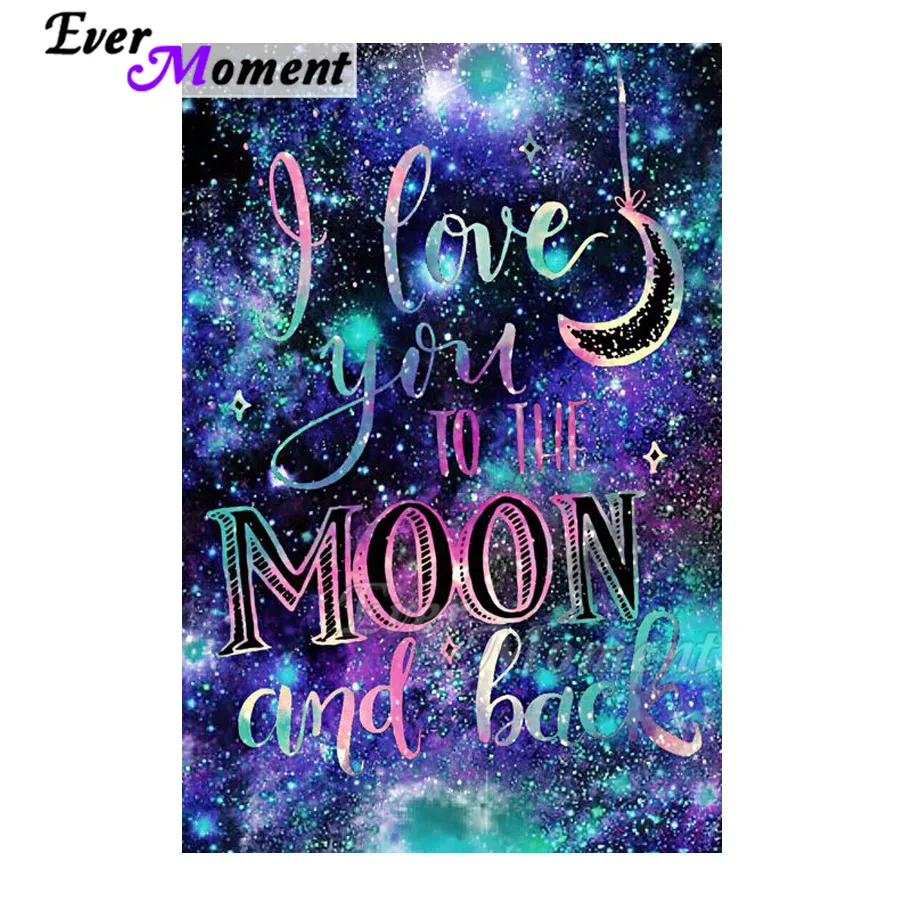 

Ever Moment Diamond Painting Decoration For Home Love You Moon 5D DIY Full Square Drill Diamond Embroidery Bead Artwork ASF1885