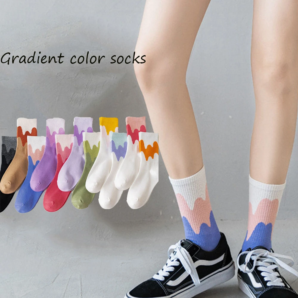 Womens/Girls Clashing Colors Skull Paint Casual Socks Yoga Socks Over The Knee High Socks 23.6 