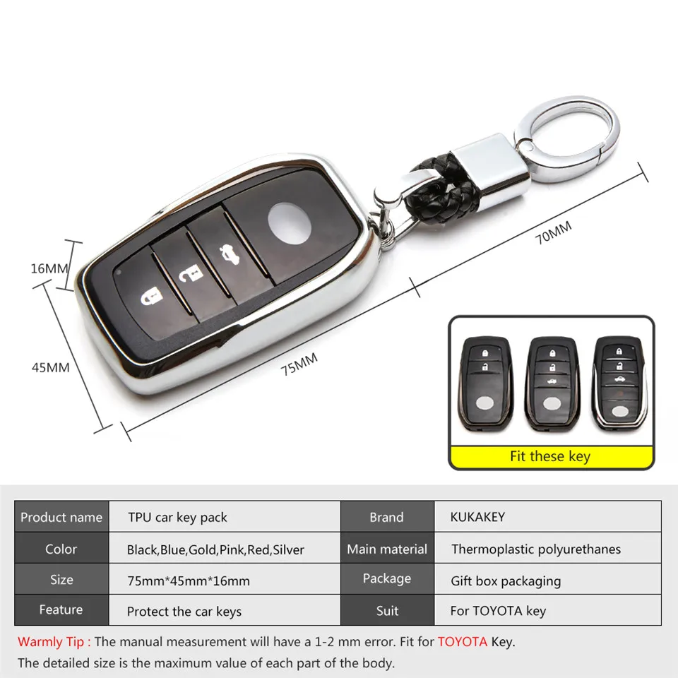 Чехол из ТПУ для автомобильных ключей, чехол для Toyota Avensis Corolla Prius Camry Vitz RAV4, защитный чехол для ключей, брелок для ключей