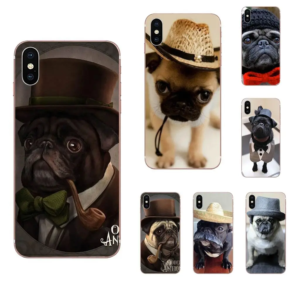 2019 Pug Cute Hat Gentleman Dog For Xiaomi Mi3 Mi4 Mi4C Mi4i Mi5 Mi 5S 5X 6 6X 8 SE Pro Lite A1 Max Mix 2 Note 3 4 Silicone Case | Мобильные