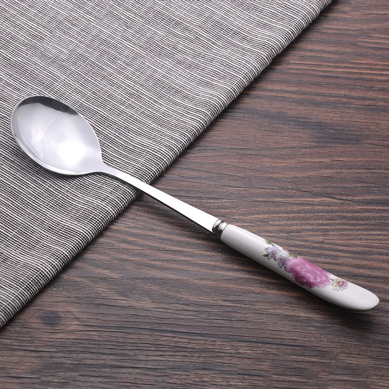 Spoon 21x4 cm Tofok керамический нож с ручкой, вилка, ложка, палочки для еды, взбивание яиц, кухонные столовые приборы, столовая посуда из металла, для отеля, ресторана, вечерние столовые приборы - Цвет: Spoon 21x4 cm