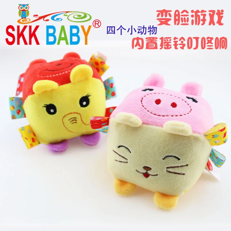 Skkbaby игрушки для детей и младенцев от 0 до 3 лет животное многогранная квадратная кожа плюшевая ткань погремушка
