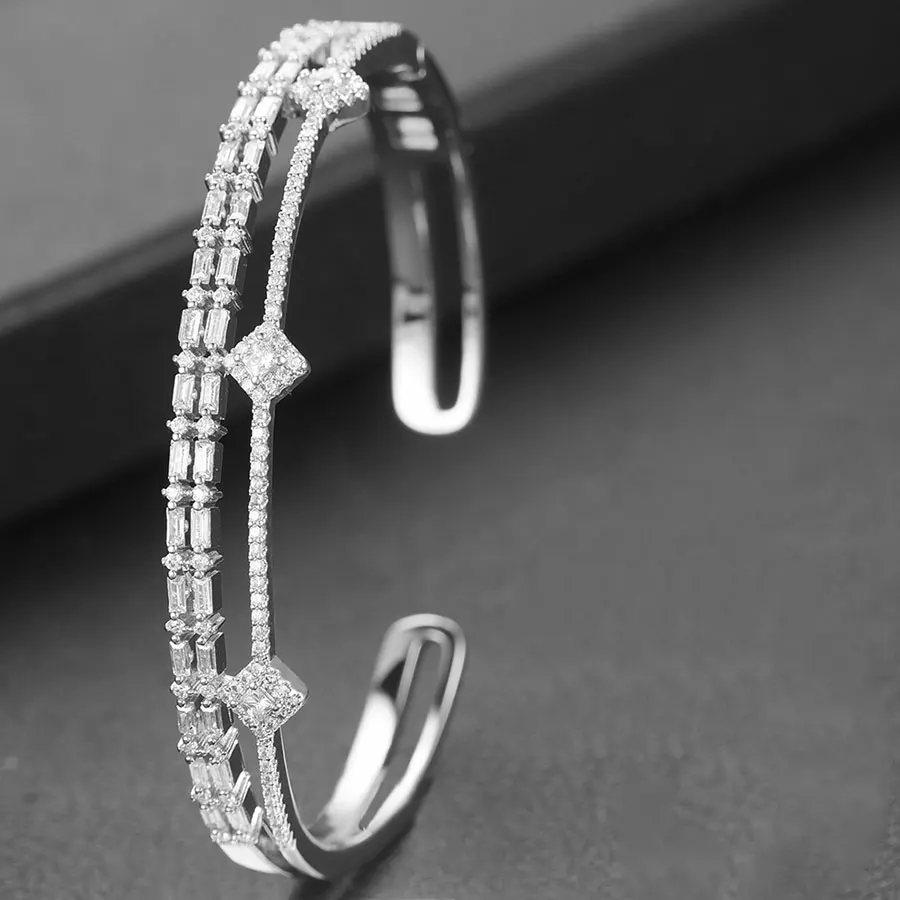 H171 Silver GODKI, модный роскошный Штабелируемый браслет, манжета для женщин, для свадьбы, полный кубический циркон, Кристалл CZ, Дубай, серебряный браслет, вечерние ювелирные изделия - Окраска металла: H171 Silver