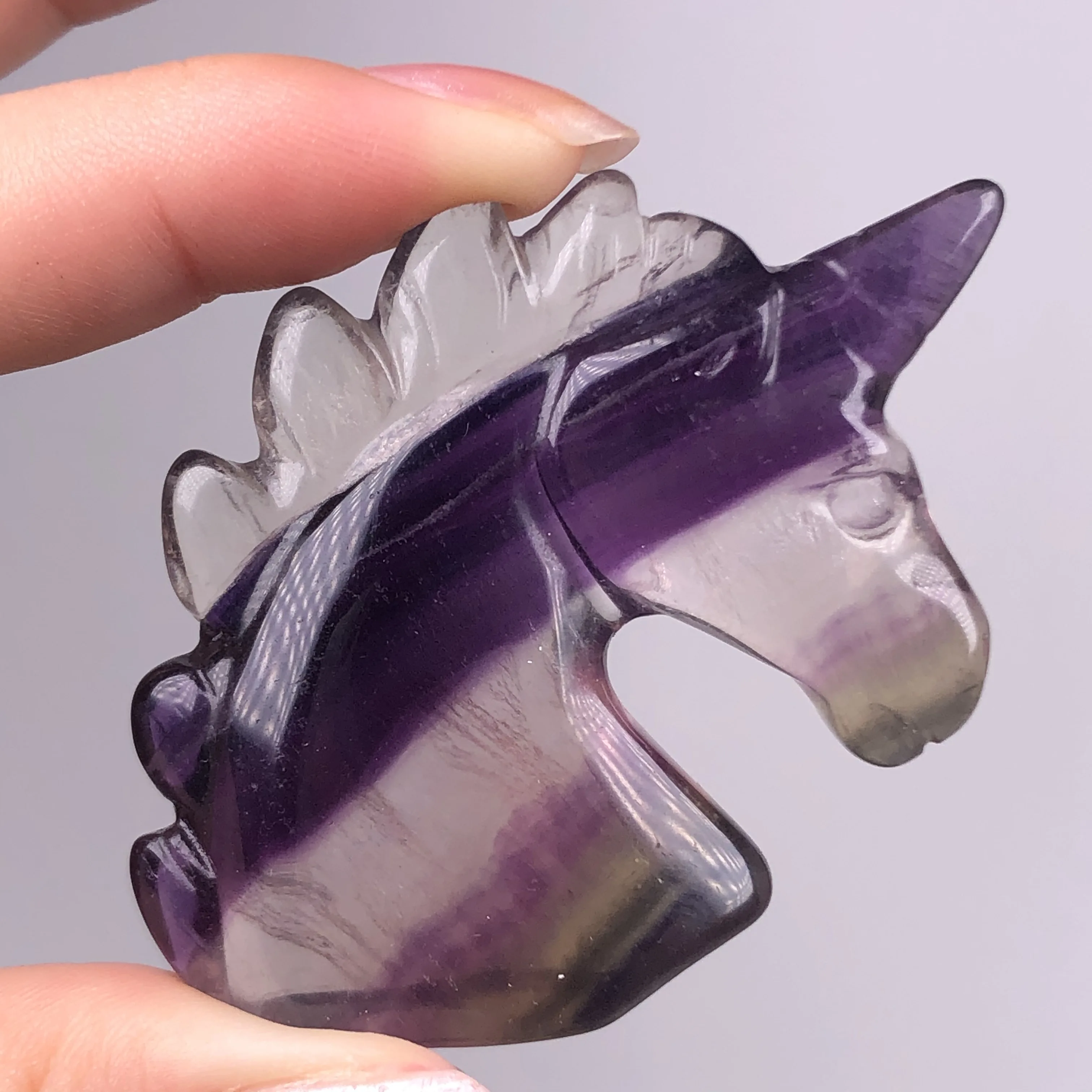 2 дюйма натуральный красочный флюорит Хрустальный Единорог ручная резьба и