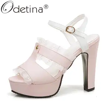 

Odetina Women Fashion Buckle Strap Block Extreme High Heel Casual Sandals Ladies New Platform Slingbacks Peep Toe Party Sandals