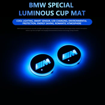

2pcs Luminous USB pad Car Anti Slip Water coaster LED Mat For BMW M3 M5 M6 X1 X3 X5 E34 E39 E36 E60 E90 E46 F30 Car accessories