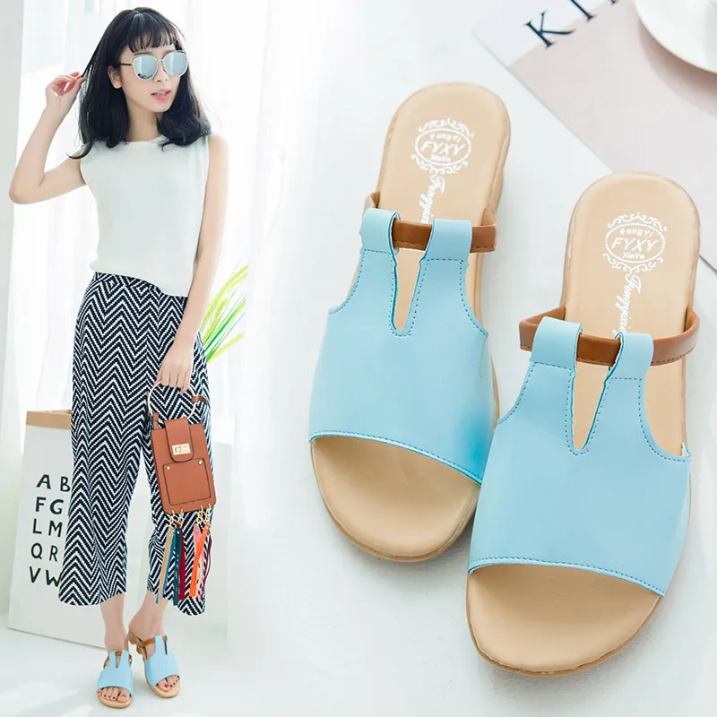 

Four Seasons Models in Europe And America Foot Covering Sandals Women's Low Heel Slanted Heel Mixed Colors Slipper Sandals Women