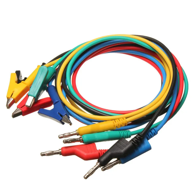 Alligator Clips Test Probes 5Pcs 1M 4mm Silicone