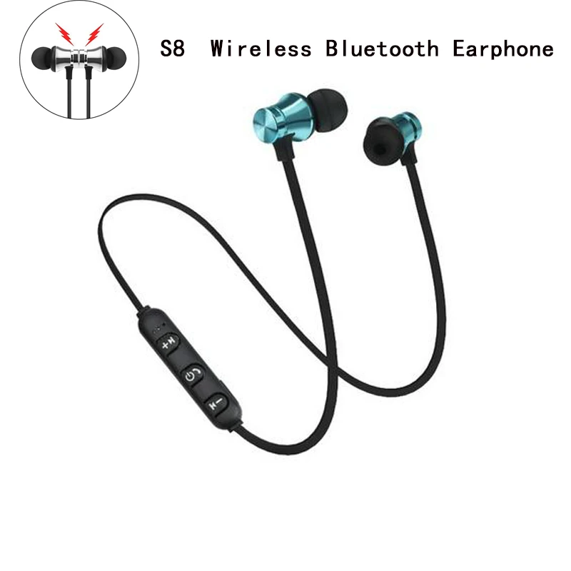 Bluetooth Earphone S8 беспроводные магнитные Bluetooth наушники Беспроводные спортивные наушники стерео Бас Наушники для прослушивания музыки с микрофоном гарнитура для xiaomi iphone - Цвет: Bluetooth Earphone