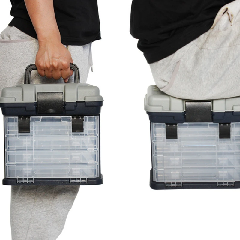 

Portable 4 Layers Fishing Tackle Box Plastic Large Capacity Fishing Tool Box Case Storage Box Fishing Lures Outdoor Accessories