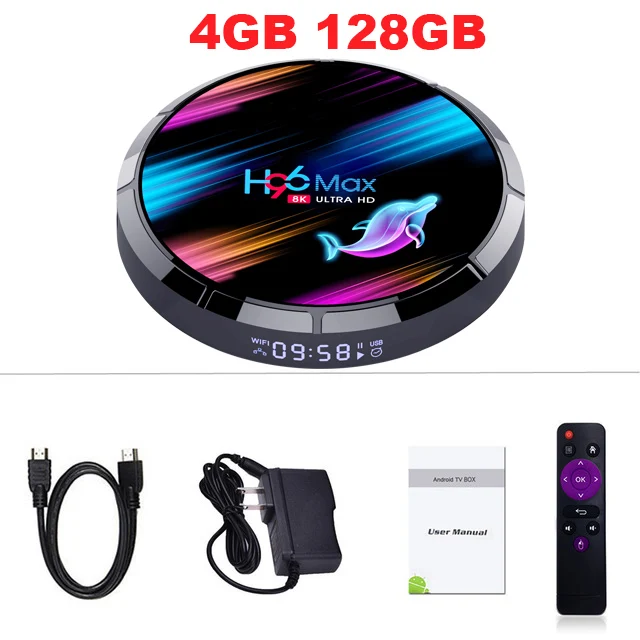 H96 MAX X3 Android 9,0 Smart tv Box Amlogic S905X3 2,4G& 5G Dual Wifi BT4.0 1000M 8K медиаплеер Google Play Andorid телеприставка - Цвет: 4GB 128GB TV Box