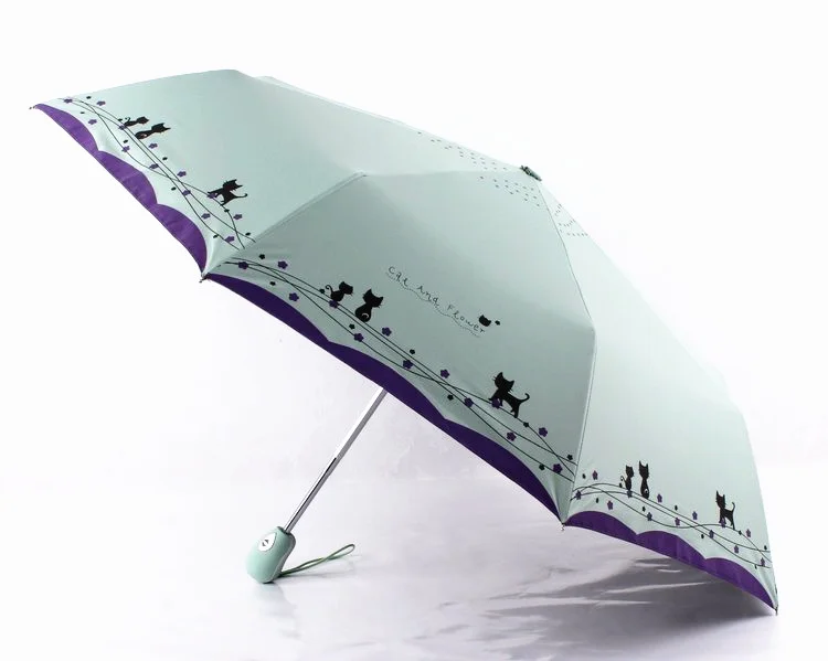 Милый кот автоматический зонт от дождя и солнца для женщин портативный водонепроницаемый ветроустойчивый складной зонт оптом