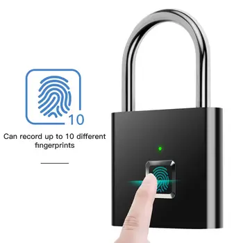 

Keyless USB Rechargeable Door Lock Anti-Theft Fingerprint Smart Padlock Quick Unlock Zinc alloy Metal Self Developing Chip