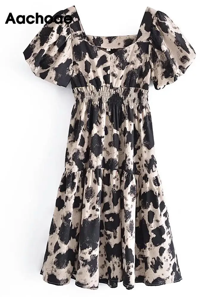Платье Aachoae женское средней длины с принтом винтажное повседневное элегантное