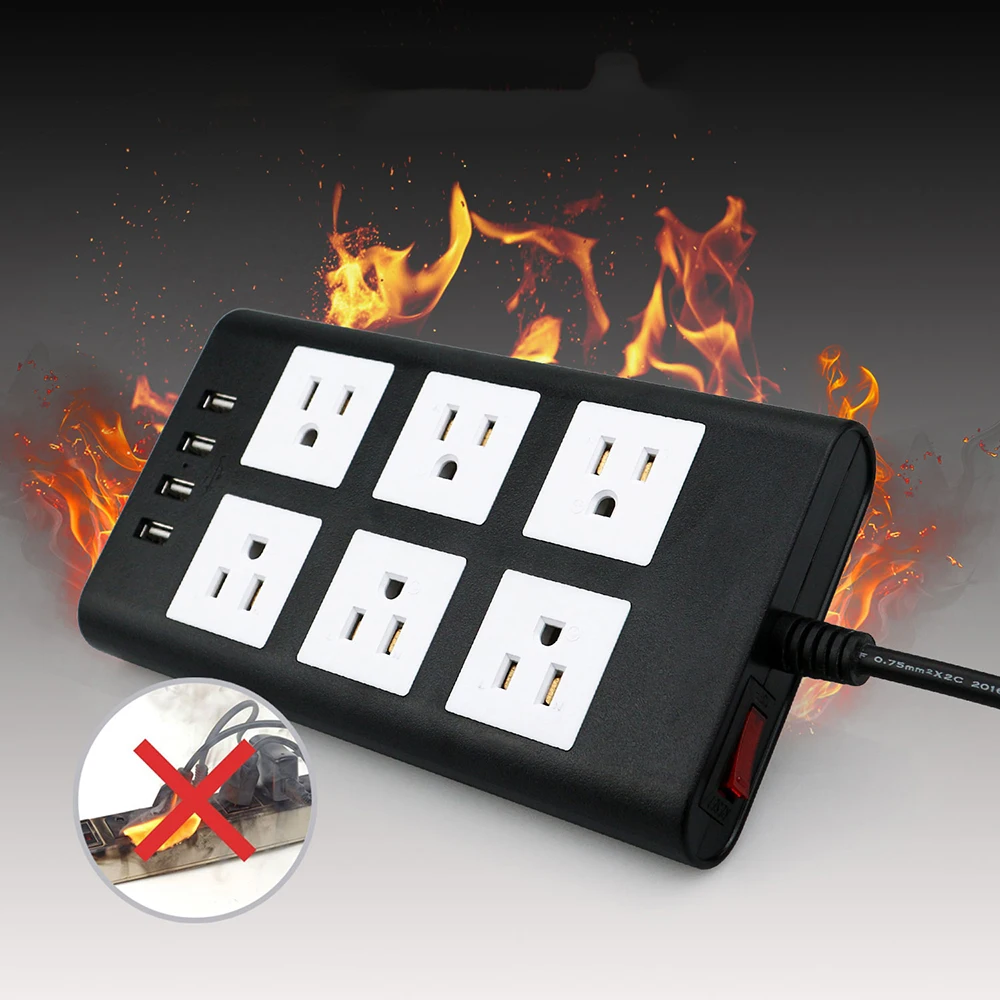 USB power Strip США электрическая розетка с USB удлинитель настольная розетка 10A Защита от перенапряжения 2 м удлинитель