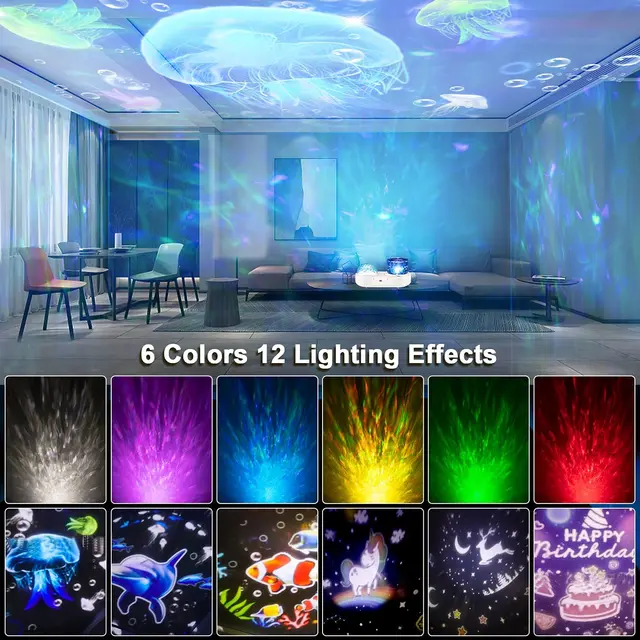 LED Star Ocean Wave Projector Night Light Stereo Galaxy Starry Sky Projector Rotating Night Lamp For