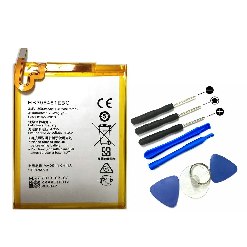 New HB396481EBC 3000mAh Battery & Repair Tools Replacement for Huawei