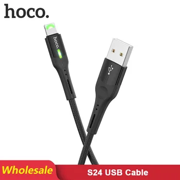 

HOCO S24 20 pcs/Lots Wholesale 1.2m LED USB Cable Charger For iPhone 11 Pro XS MAX XR X 8 7 6S 6 Plus 5 5S Fast Charging Wire